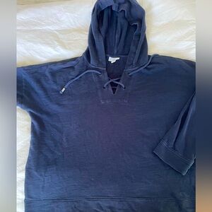 J Jill French Terry Hoodie Navy Blue Large